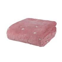Manta Infantil Brilha no Escuro 2,00m x 1,80m Toque Super Macio Estrela Rosa