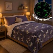 Manta Infantil Brilha no Escuro 2,00x1,80m Casal Antialérgica Microfibra Fluorescente Quarto