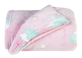 Manta Infantil Fleece Dupla Face Solteiro Kids Glow Rosa