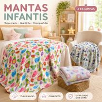 Manta Infantil Soft Cobertor Casal Com Estampas Sortidas Menino e Menina 200x180cm