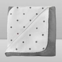 Manta Infantil Velvet Poá - Branco e Cinza