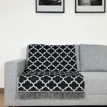 Manta Jacquard Misto com Franja 1,40 x 1,60 Arabesco Preto