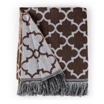 Manta Jacquard Misto com Franja 1,40 x 2,20 Arabesco Caramelo