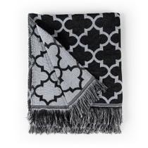 Manta Jacquard Misto com Franja 1,40 x 2,20 Arabesco Preto