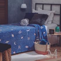 Manta Jolitex Solteiro Soft Planeta Brilha no Escuro Azul
