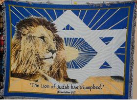 Manta Judaica Tapete Decoração Leão De Judá - 120 X 160 Cm