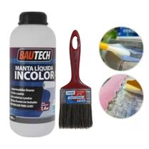 Manta Líquida Impermeabiliza 900ml Incolor Bautech + Pincel 2.1/2" Polegadas