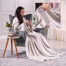 Manta Macia Cobertor Com Mangas Roupão Inverno Mexer Celular Robe Tessi