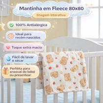 Manta Mantinha Bebê Antialérgico Macia Infantil Fleece Estampado 80x80cm