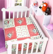 Manta Mantinha Cobertor De Sherpa Para Bebê - Estampa Personagem Menina Gata Gatinha Marie - Rosa - Disney Baby