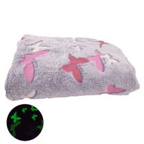 Manta Mantinha Cobertor Infantil Brilha no Escuro Florescente Aveludado - Leva pro pet