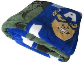 Manta Marvel Vingadores- Infantil- Jolitex Microfibra -Azul- Solteiro
