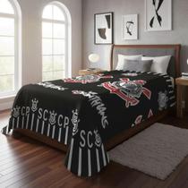 Manta Micro Solteiro 200x150 Fun Não Alérgica Corinthians Corinthians Design Negro