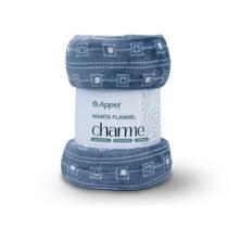 Manta Microfibra Casal Flannel Appel Charme Geo Azul