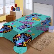 Manta Microfibra Cobertor Solteiro 2x1,50m Jolitex Verde-claro Desenho Lilo e Stitch Jolitex