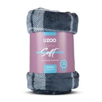 Manta Microfibra Flannel Soft Casal Estampada 180x220 Xadrez Cor Grafite