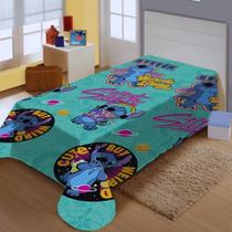 Manta Microfibra Lillo Stitch Solteiro 2,00x1,50 Jolitex Cor Verdeclaro Desenho Do Tecido Lilo Stitch