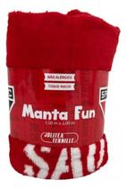 Manta Microfibra São Paulo Oficial Solteiro Presente Jolitex Liso São Paulo