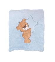 Manta microfibra soft bordada azul- Urso estrela