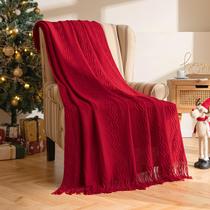 Manta MIULEE Christmas Borgonha Vermelha Tricotada 150x200cm Manta MIULEE Christmas Borgonha Vermelha Tricotada 150x200cm
