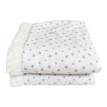 Manta Para Bebe Estampada E Sherpa - Stars Cinza Manta Para Bebe Estampada E Sherpa - Stars Cinza