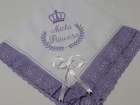 Manta para Bebê Lilás Minha Princesa Bordado - Manta Verão para nenem Menina Coroa Realeza 100%
