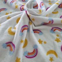 Manta Para Bebe Menina Branca Arco Iris Cobertor Microfibra Saída Maternidade Recém Nascido Berço 100x80 cm
