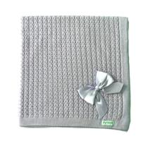Manta Para Bebê Tricô Maternidade Laço Luxo Azul Mb Tricot Manta Para Bebê Tricô Maternidade Laço Luxo Azul Mb Tricot
