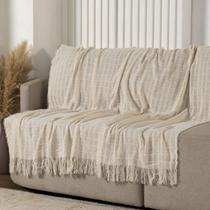 Manta para Sofá 100% Algodão Cobertor Decorativa com Franja 1,4m x 1,7m Manta para Sofá 100% Algodão Cobertor Decorativa com Franja 1,4m x 1,7m