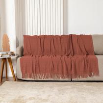 Manta para Sofá 100% Algodão Cobertor Decorativa com Franja 2,4m x 1,7m Manta para Sofá 100% Algodão Cobertor Decorativa com Franja 2,4m x 1,7m