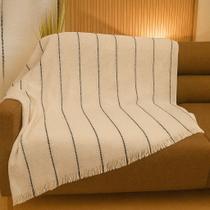 Manta para Sofá 2 ou 3 Lugares King Listrada Mesclada 100 Algodão 2,20x1,60m Capa para Sofá Decorativa