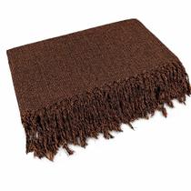 Manta para Sofá Algodão Marrom com Caramelo Mesclado 2,40x1,80m Macia e Lavável