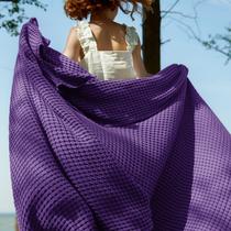 Manta para Sofá Bedsure de Algodón con Tejido Tipo Gofre en Color Morado