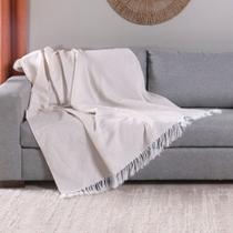 Manta Para Sofá Com Franja Grid 1 Peça 2,10m x 1,35m 60% Algodão / 40% Poliéster Tecido Jacquard