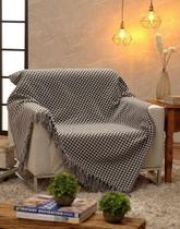 Manta Para Sofá Dupla Face Jacquard Pied de Poule Preto/Branco Manta Para Sofá Dupla Face Jacquard Pied de Poule Preto/Branco