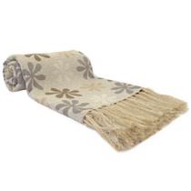 Manta Para Sofá Dupla Face Royalle Flores Branco/Bege - 135x150cm