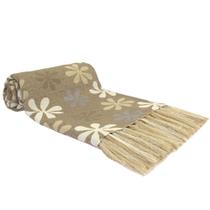 Manta Para Sofá Dupla Face Royalle Flores Branco/Bege