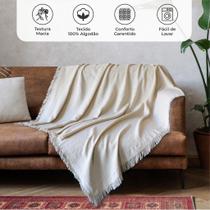 Manta Para Sofa e Cama Decorativa 1,40m x 1,70m Viena Lisa 100% Algodão Cru Manta Para Sofa e Cama Decorativa 1,40m x 1,70m Viena Lisa 100% Algodão Cru