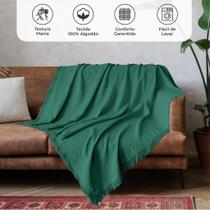 Manta Para Sofa e Cama Decorativa 1,50m x 1,20m Viena Lisa 100% Algodão Musgo