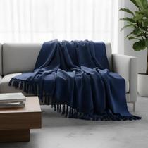 Manta Para Sofá Em Algodão Azul Mesclado Gigante 2,40 X 1,80 Manta Para Sofá Em Algodão Azul Mesclado Gigante 2,40 X 1,80