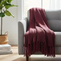 Manta Para Sofá Em Algodão Vinho Mesclado 2,40 X 1,80