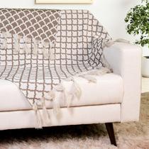 Manta para sofá em Jacquard 1,40x1,80 geometrico cinza