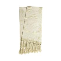 Manta para sofá em Tecido Jacquard Bege Medalhão Tradicional