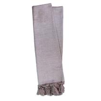 Manta para Sofá em Tecido Jacquard Falso Liso Cinza e Cru