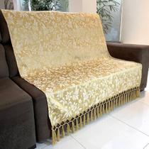 Manta Para Sofá em Tecido Jacquard Floral Dourado 190x140cm