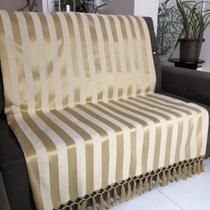 Manta Para Sofá em Tecido Jacquard Listrado Dourado 190x140cm