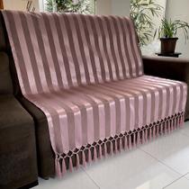 Manta Para Sofá em Tecido Jacquard Listrado Rosa Retrô 190x140cm Manta Para Sofá em Tecido Jacquard Listrado Rosa Retrô 190x140cm