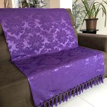 Manta Para Sofá em Tecido Jacquard Medalhão Violeta 190x140cm