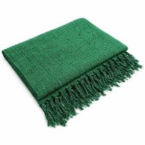 Manta para Sofá Gigante 2,40x1,80m Algodão Verde Mesclado Artesanal Franjas