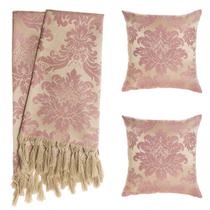 Manta para Sofá Rosê e Dourado + 2 Capas De Almofadas Manta para Sofá Rosê e Dourado + 2 Capas De Almofadas